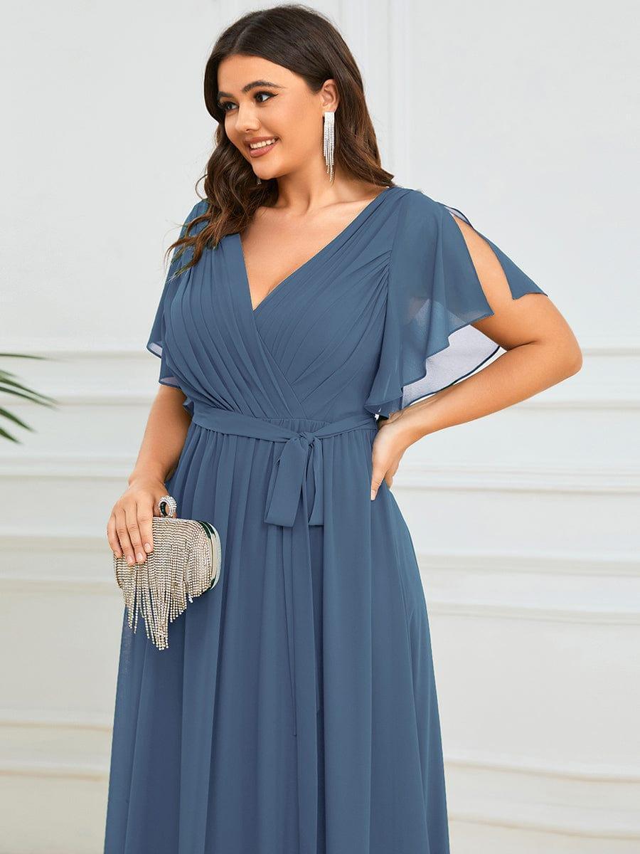 Chiffon V-Neck Maxi A-Line Evening Dress for Women