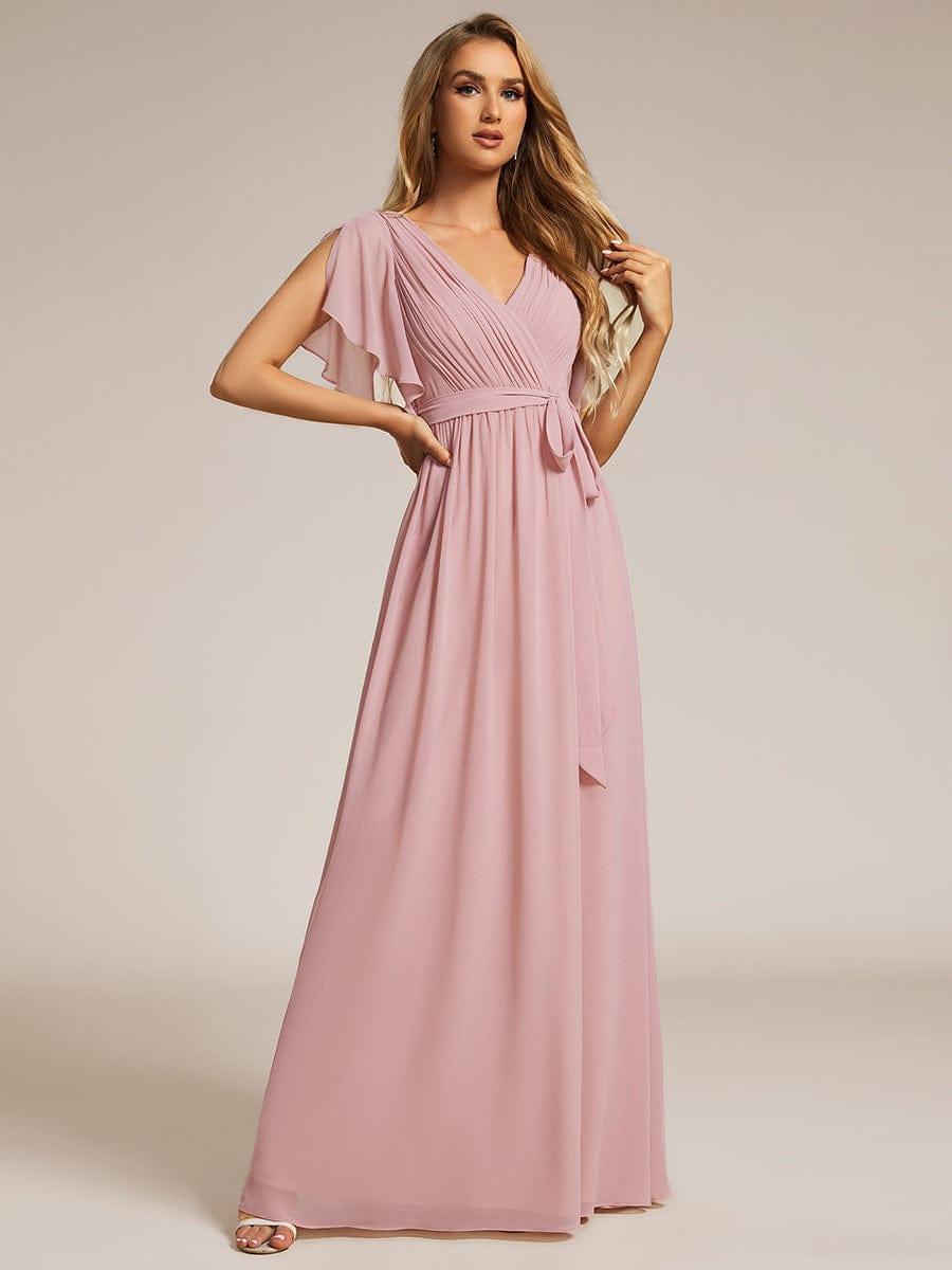 Chiffon V-Neck Maxi A-Line Evening Dress for Women