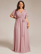 Chiffon V-Neck Maxi A-Line Evening Dress for Women
