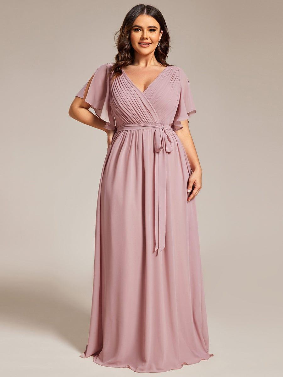 Chiffon V-Neck Maxi A-Line Evening Dress for Women