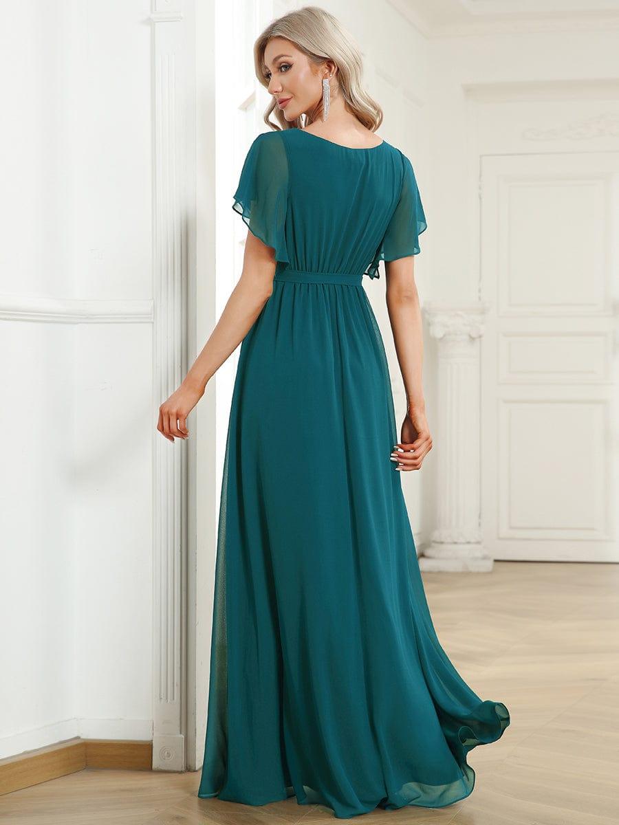 Chiffon V-Neck Maxi A-Line Evening Dress for Women