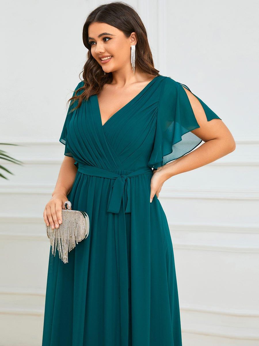 Chiffon V-Neck Maxi A-Line Evening Dress for Women