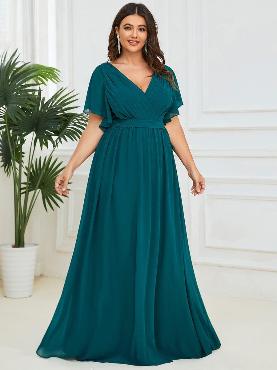 Chiffon V-Neck Maxi A-Line Evening Dress for Women