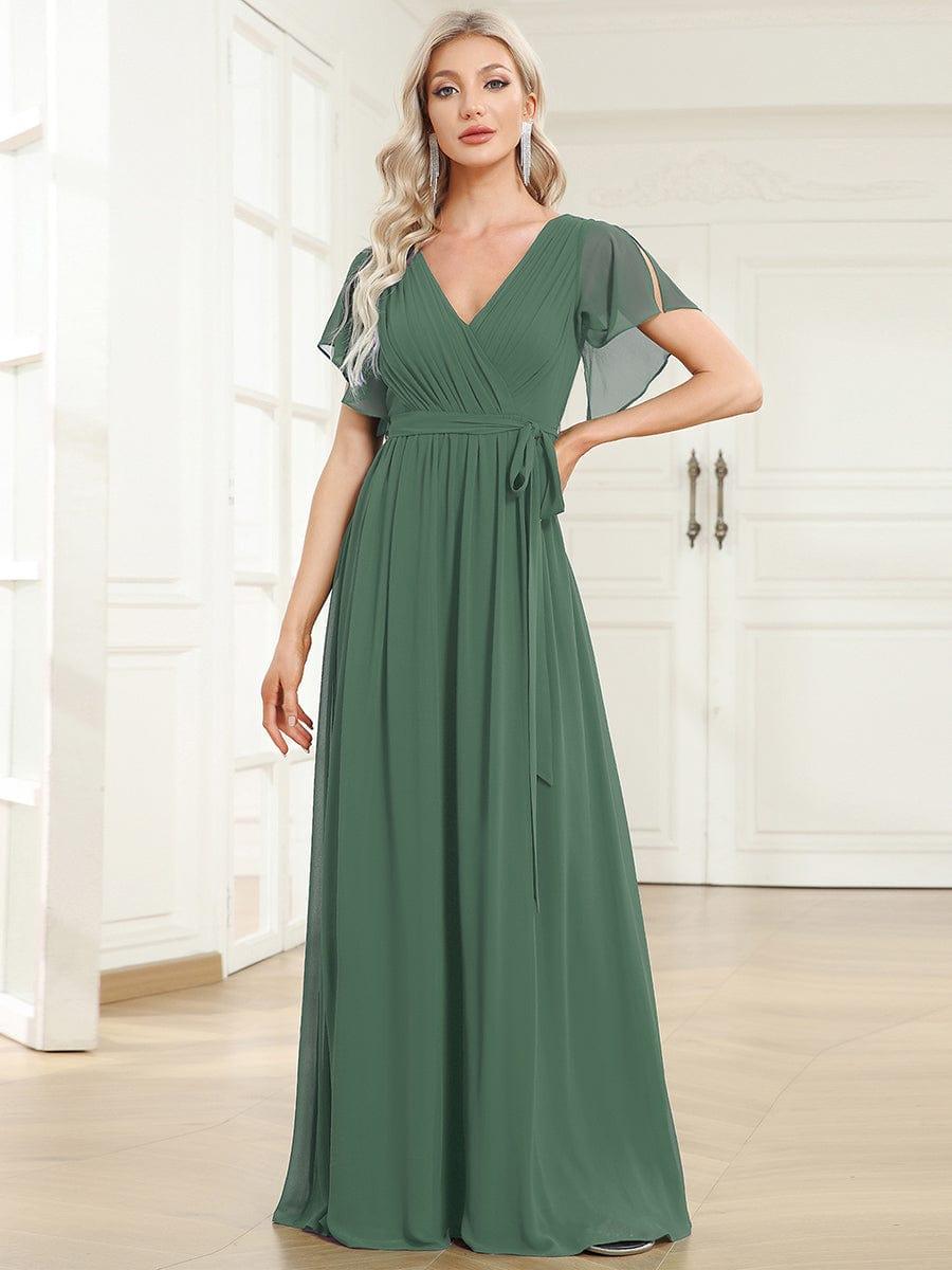 Chiffon V-Neck Maxi A-Line Evening Dress for Women