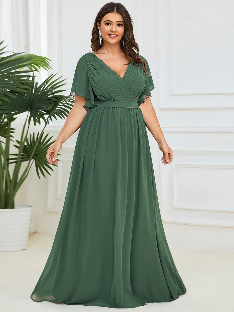 Chiffon V-Neck Maxi A-Line Evening Dress for Women