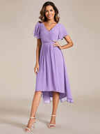 Chiffon High-Low Wedding Guest Dress for Women | A-Line Silhouette