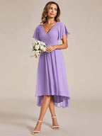 Chiffon High-Low Wedding Guest Dress for Women | A-Line Silhouette