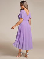 Chiffon High-Low Wedding Guest Dress for Women | A-Line Silhouette