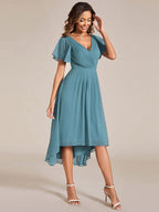 Chiffon High-Low Wedding Guest Dress for Women | A-Line Silhouette