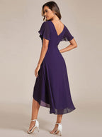 Chiffon High-Low Wedding Guest Dress for Women | A-Line Silhouette