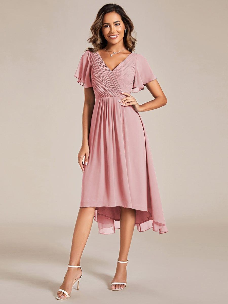 Chiffon High-Low Wedding Guest Dress for Women | A-Line Silhouette