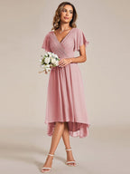 Chiffon High-Low Wedding Guest Dress for Women | A-Line Silhouette