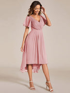 Chiffon High-Low Wedding Guest Dress for Women | A-Line Silhouette