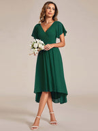 Chiffon High-Low Wedding Guest Dress for Women | A-Line Silhouette