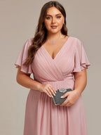 Chiffon High-Low Wedding Guest Dress for Women | A-Line Silhouette