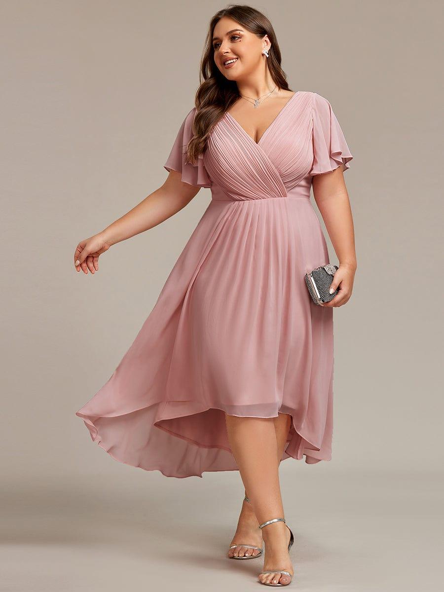 Chiffon High-Low Wedding Guest Dress for Women | A-Line Silhouette