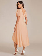 Chiffon High-Low Wedding Guest Dress for Women | A-Line Silhouette