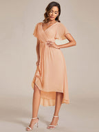 Chiffon High-Low Wedding Guest Dress for Women | A-Line Silhouette