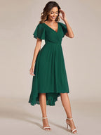 Chiffon High-Low Wedding Guest Dress for Women | A-Line Silhouette