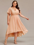 Chiffon High-Low Wedding Guest Dress for Women | A-Line Silhouette