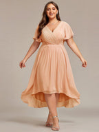 Chiffon High-Low Wedding Guest Dress for Women | A-Line Silhouette