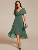 Chiffon High-Low Wedding Guest Dress for Women | A-Line Silhouette