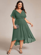 Chiffon High-Low Wedding Guest Dress for Women | A-Line Silhouette
