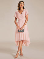 Chiffon High-Low Wedding Guest Dress for Women | A-Line Silhouette