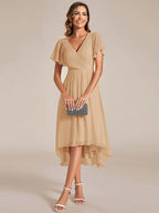 Chiffon High-Low Wedding Guest Dress for Women | A-Line Silhouette