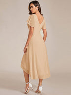 Chiffon High-Low Wedding Guest Dress for Women | A-Line Silhouette