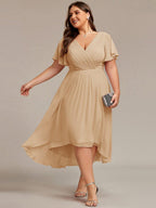 Chiffon High-Low Wedding Guest Dress for Women | A-Line Silhouette