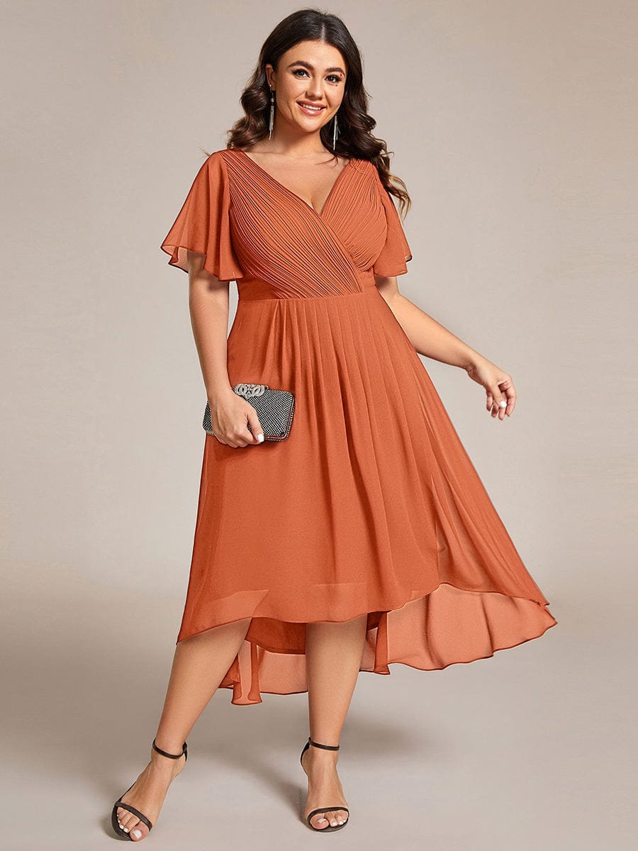 Chiffon High-Low Wedding Guest Dress for Women | A-Line Silhouette