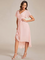 Chiffon High-Low Wedding Guest Dress for Women | A-Line Silhouette
