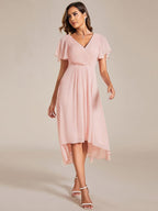 Chiffon High-Low Wedding Guest Dress for Women | A-Line Silhouette