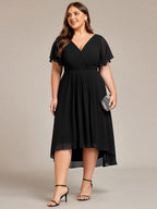 Chiffon High-Low Wedding Guest Dress for Women | A-Line Silhouette