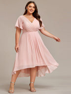 Chiffon High-Low Wedding Guest Dress for Women | A-Line Silhouette