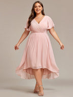 Chiffon High-Low Wedding Guest Dress for Women | A-Line Silhouette
