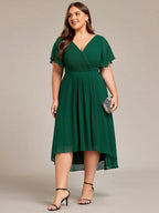 Chiffon High-Low Wedding Guest Dress for Women | A-Line Silhouette