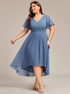 Chiffon High-Low Wedding Guest Dress for Women | A-Line Silhouette