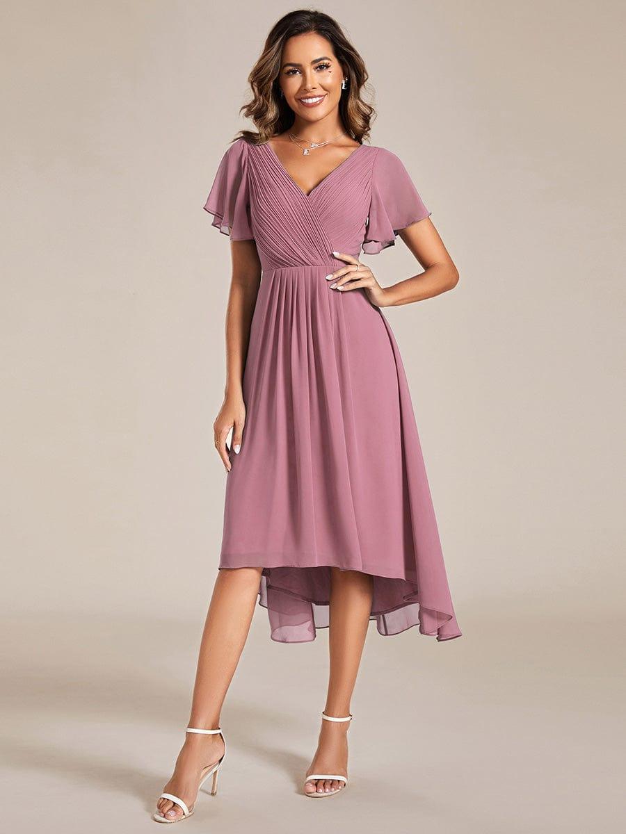 Chiffon High-Low Wedding Guest Dress for Women | A-Line Silhouette