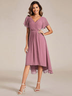 Chiffon High-Low Wedding Guest Dress for Women | A-Line Silhouette