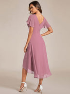 Chiffon High-Low Wedding Guest Dress for Women | A-Line Silhouette