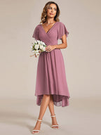 Chiffon High-Low Wedding Guest Dress for Women | A-Line Silhouette