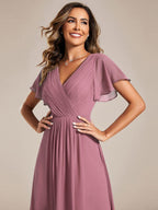 Chiffon High-Low Wedding Guest Dress for Women | A-Line Silhouette