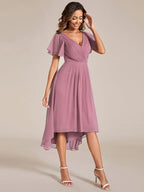 Chiffon High-Low Wedding Guest Dress for Women | A-Line Silhouette