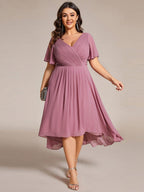Chiffon High-Low Wedding Guest Dress for Women | A-Line Silhouette