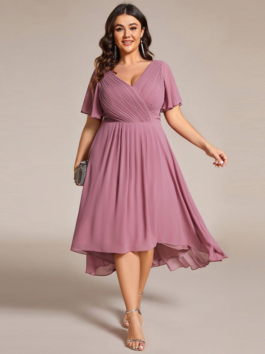 Chiffon High-Low Wedding Guest Dress for Women | A-Line Silhouette