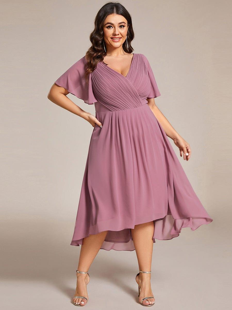 Chiffon High-Low Wedding Guest Dress for Women | A-Line Silhouette