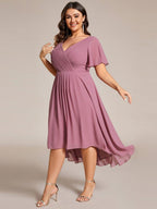 Chiffon High-Low Wedding Guest Dress for Women | A-Line Silhouette