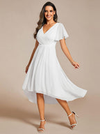 Chiffon High-Low Wedding Guest Dress for Women | A-Line Silhouette